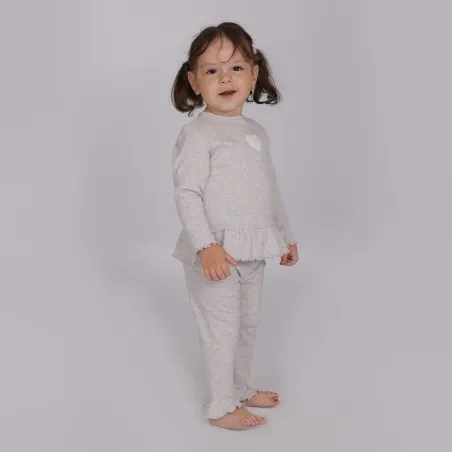 Set côtelé bébé avec volant et cut out cœur - KONTAKT