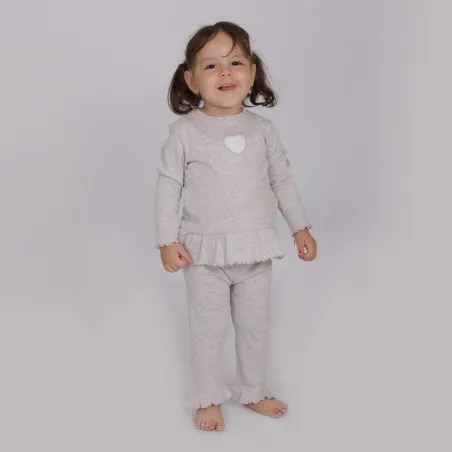 Set côtelé bébé avec volant et cut out cœur - KONTAKT