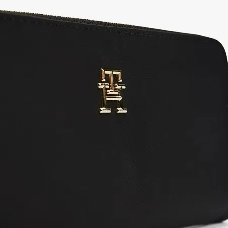 Tommy Jeans – Portefeuille Tommy Hilfiger souple à fermeture éclair pour femme TH – Noir - TOMMY JEANS
