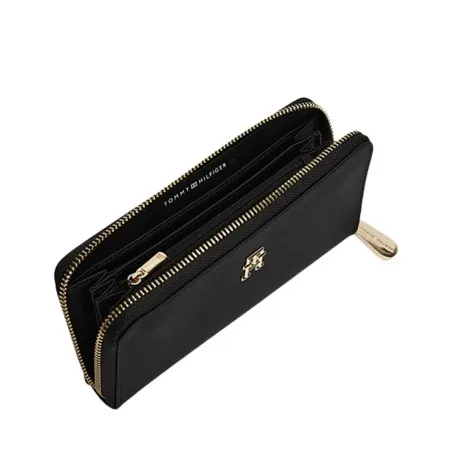 Tommy Jeans – Portefeuille Tommy Hilfiger souple à fermeture éclair pour femme TH – Noir - TOMMY JEANS