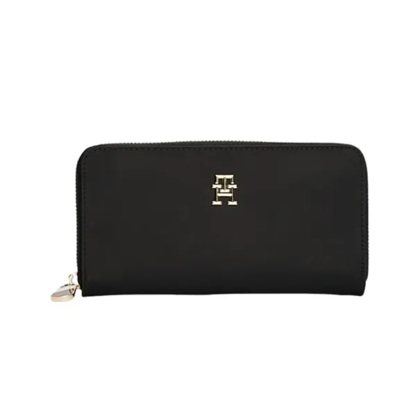 Tommy Jeans – Portefeuille Tommy Hilfiger souple à fermeture éclair pour femme TH – Noir - TOMMY JEANS