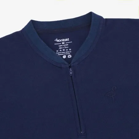 Polo col mao zippé homme manches courtes avec broderie - KONTAKT