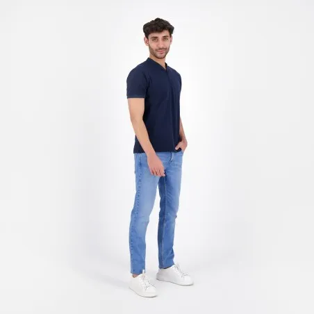 Polo col mao zippé homme manches courtes avec broderie - KONTAKT