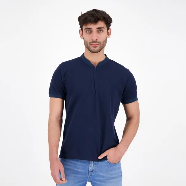 Polo col mao zippé homme manches courtes avec broderie - KONTAKT