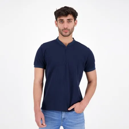 Polo col mao zippé homme manches courtes avec broderie - KONTAKT