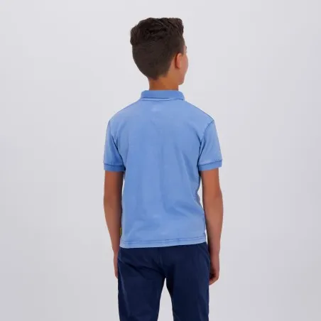 Polo délavé garçon manches courtes avec flamant rose - KONTAKT
