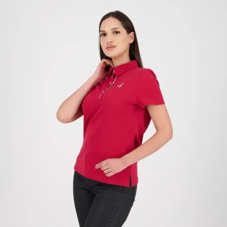 Polo femme manches courtes avec volant et broderie - KONTAKT