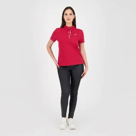 Polo femme manches courtes avec volant et broderie - KONTAKT