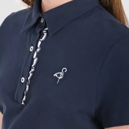 Polo femme manches courtes avec volant et broderie - KONTAKT