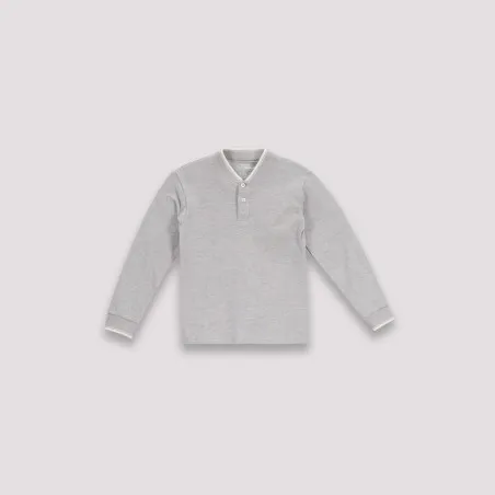 Polo garçon manches longues col mao avec broderie - KONTAKT