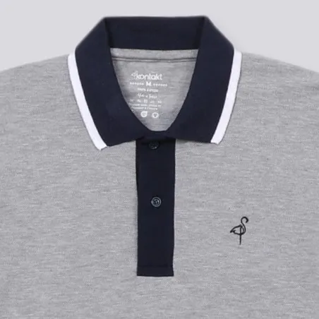 Polo homme manches courtes avec broderie et patte contrasté - KONTAKT
