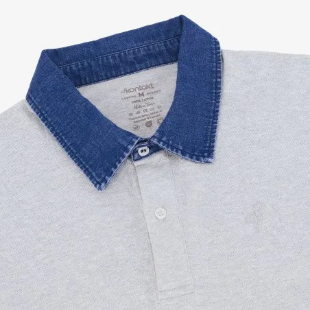 Polo homme manches courtes avec col en denim - KONTAKT