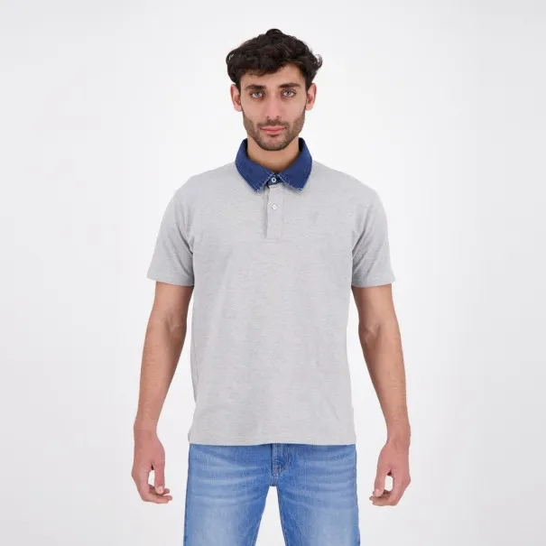 Polo homme manches courtes avec col en denim - KONTAKT