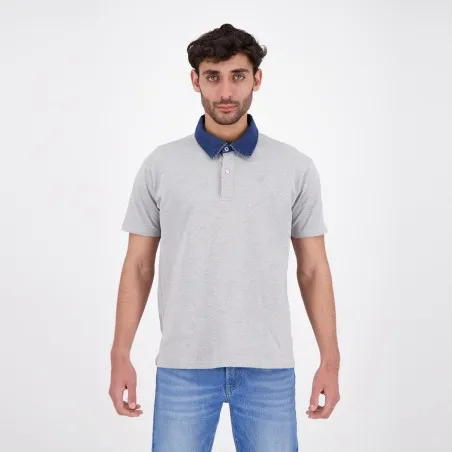 Polo homme manches courtes avec col en denim - KONTAKT