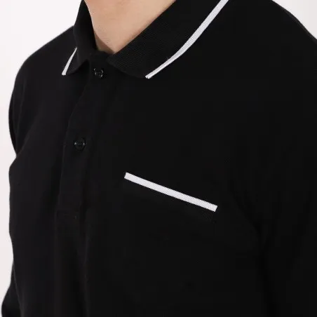 Polo homme manches longues avec poche passepoilée - KONTAKT