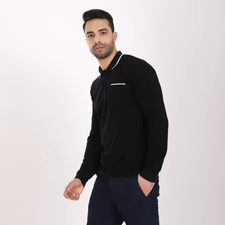 Polo homme manches longues avec poche passepoilée - KONTAKT