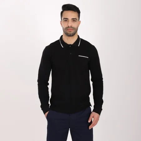 Polo homme manches longues avec poche passepoilée - KONTAKT