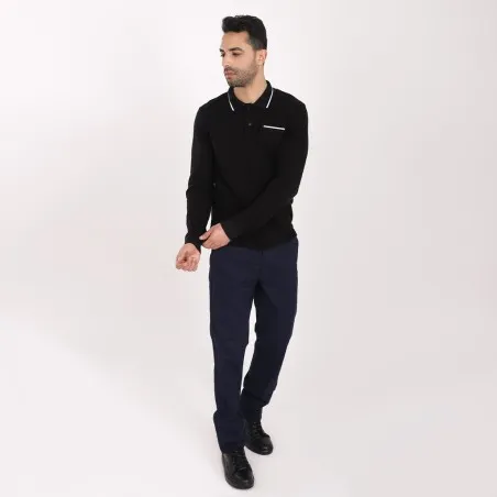 Polo homme manches longues avec poche passepoilée - KONTAKT