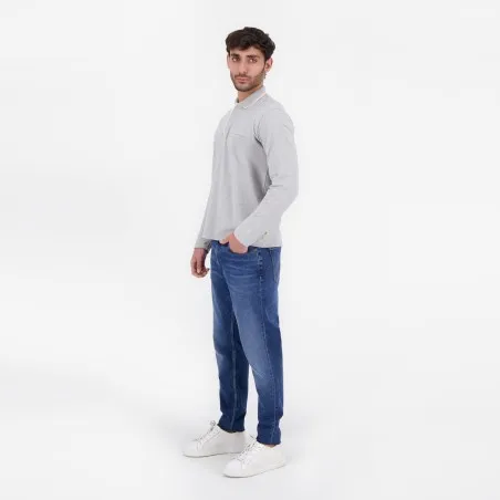 Polo homme manches longues avec poche passepoilée - KONTAKT