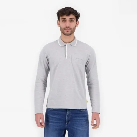 Polo homme manches longues avec poche passepoilée - KONTAKT