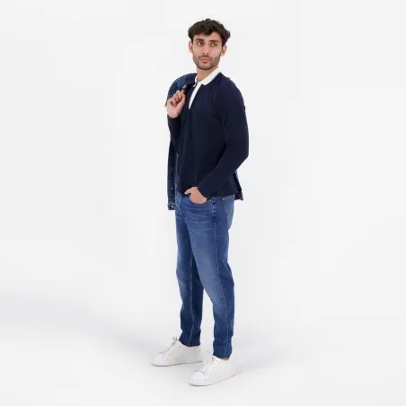 Polo homme manches longues avec poche passepoilée - KONTAKT