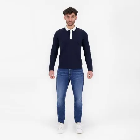 Polo homme manches longues avec poche passepoilée - KONTAKT