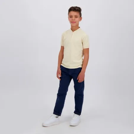 Polo zippé garçon manches courtes col mao avec broderie - KONTAKT