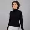 Pull col cheminée femme manches longues en jersey avec broderie - KONTAKT