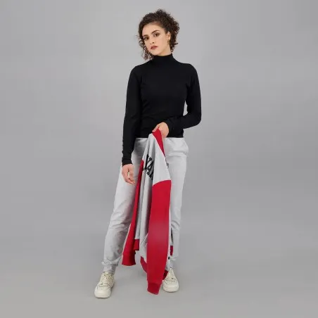 Pull col cheminée femme manches longues en jersey avec broderie - KONTAKT