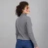 Pull col cheminée femme manches longues en jersey avec broderie - KONTAKT
