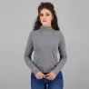 Pull col cheminée femme manches longues en jersey avec broderie - KONTAKT
