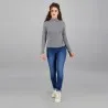 Pull col cheminée femme manches longues en jersey avec broderie - KONTAKT