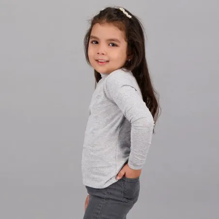 Pull col cheminée fille manches longues en jersey avec broderie - KONTAKT