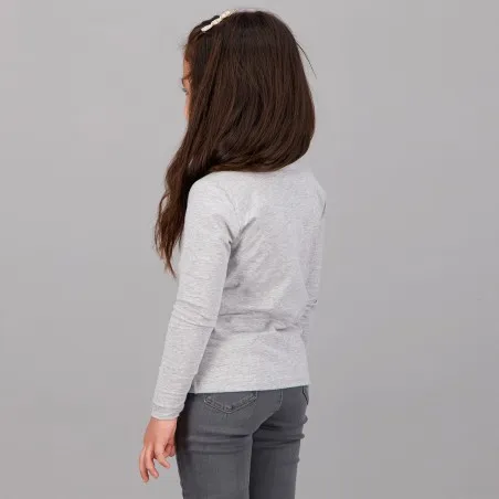 Pull col cheminée fille manches longues en jersey avec broderie - KONTAKT