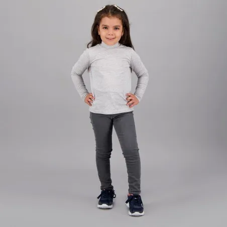 Pull col cheminée fille manches longues en jersey avec broderie - KONTAKT