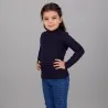Pull col cheminée fille manches longues en jersey avec broderie - KONTAKT