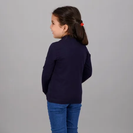 Pull col cheminée fille manches longues en jersey avec broderie - KONTAKT