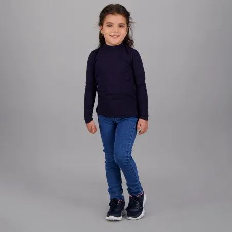 Pull col cheminée fille manches longues en jersey avec broderie - KONTAKT