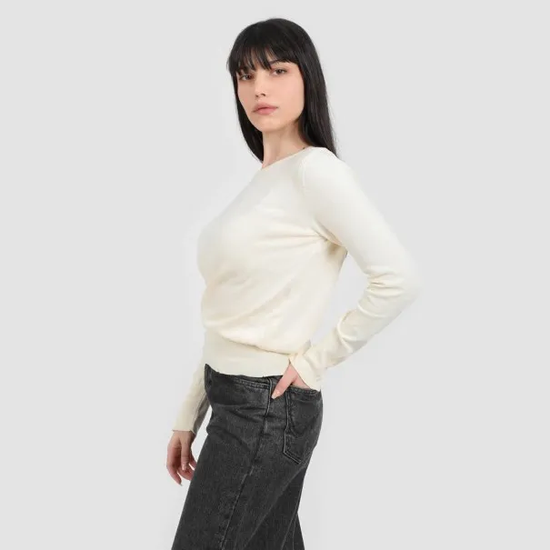 Pull femme avec détail broderie en maille fine - KONTAKT