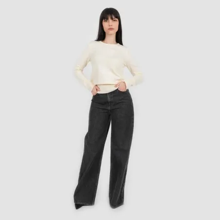 Pull femme avec détail broderie en maille fine - KONTAKT