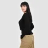 Pull femme avec détail broderie en maille fine - KONTAKT