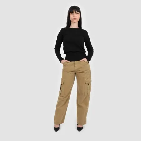Pull femme avec détail broderie en maille fine - KONTAKT