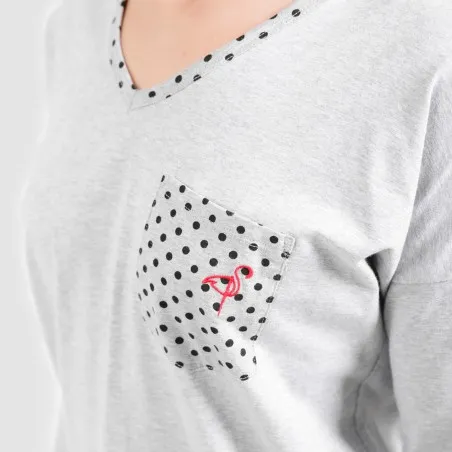 Pyjama femme col V manches longues avec poche - KONTAKT