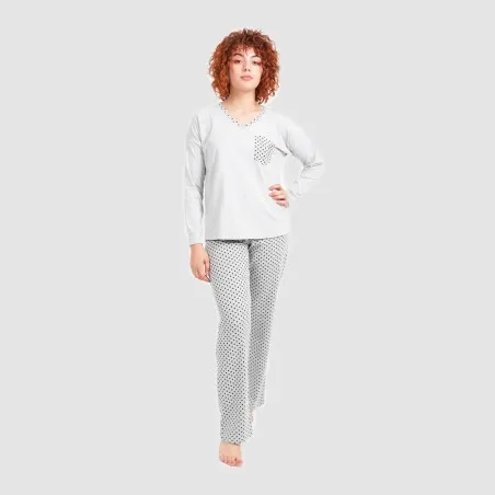 Pyjama femme col V manches longues avec poche - KONTAKT