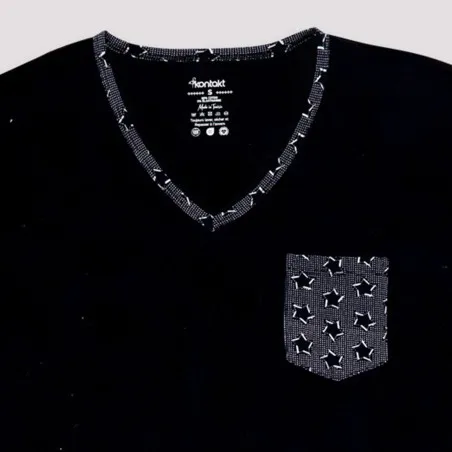 Pyjama femme col V manches longues avec poche - KONTAKT