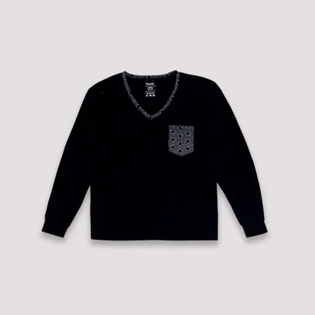 Pyjama femme col V manches longues avec poche - KONTAKT