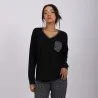 Pyjama femme col V manches longues avec poche - KONTAKT