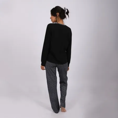 Pyjama femme col V manches longues avec poche - KONTAKT