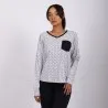 Pyjama femme col V manches longues avec poche - KONTAKT