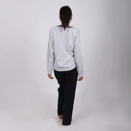 Pyjama femme col V manches longues avec poche - KONTAKT